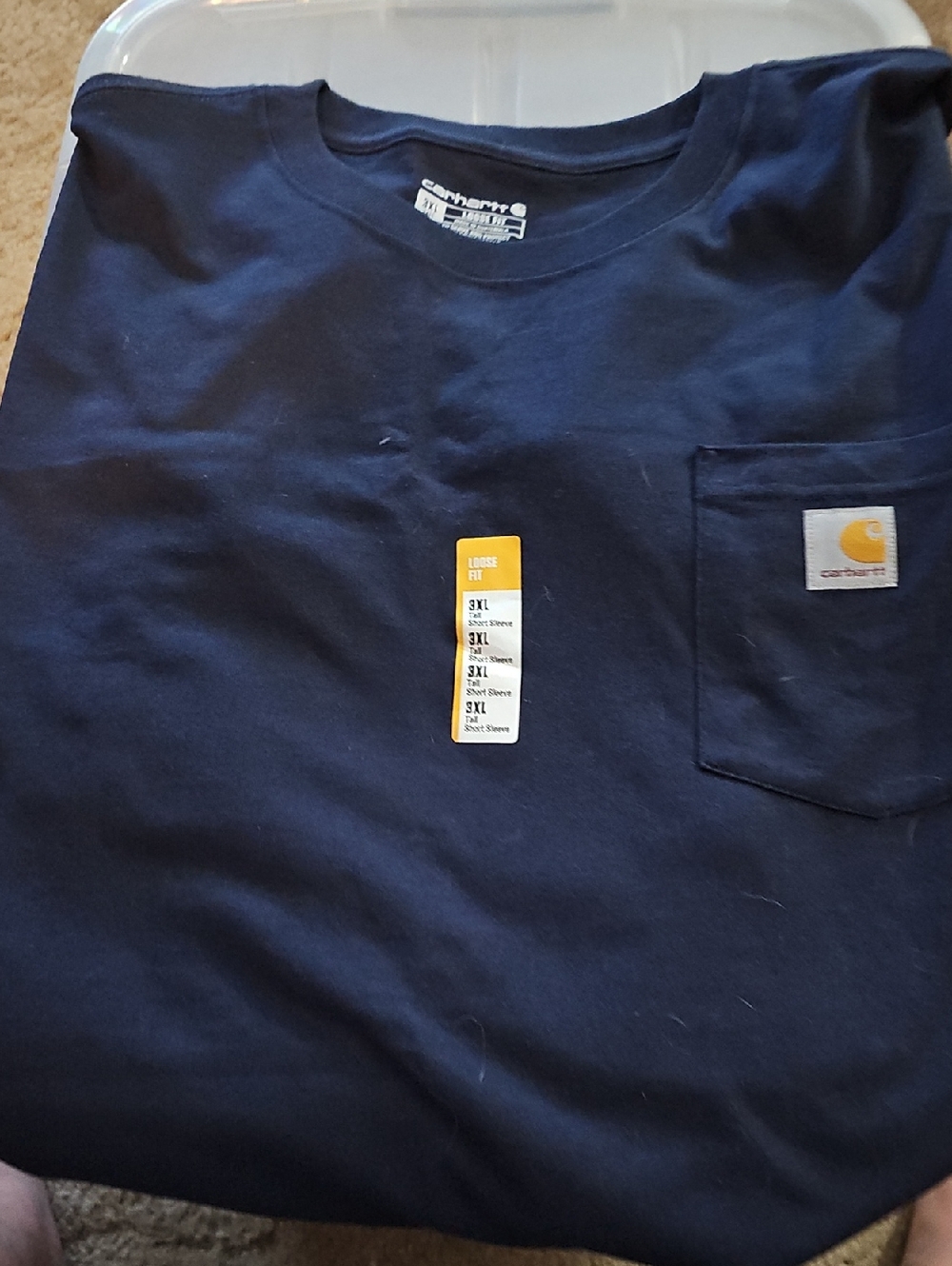 Carhartt Men’s Navy Short Sleeve Pocket Tee with Logo Patch